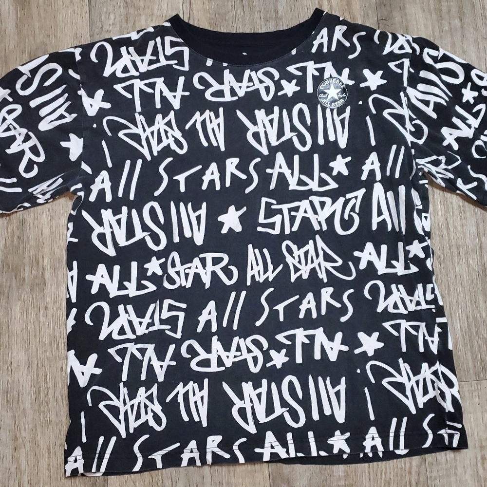 Converse Chuck Taylor All Star Boys T-Shirt XL Kids Youth 13-15 Black & White